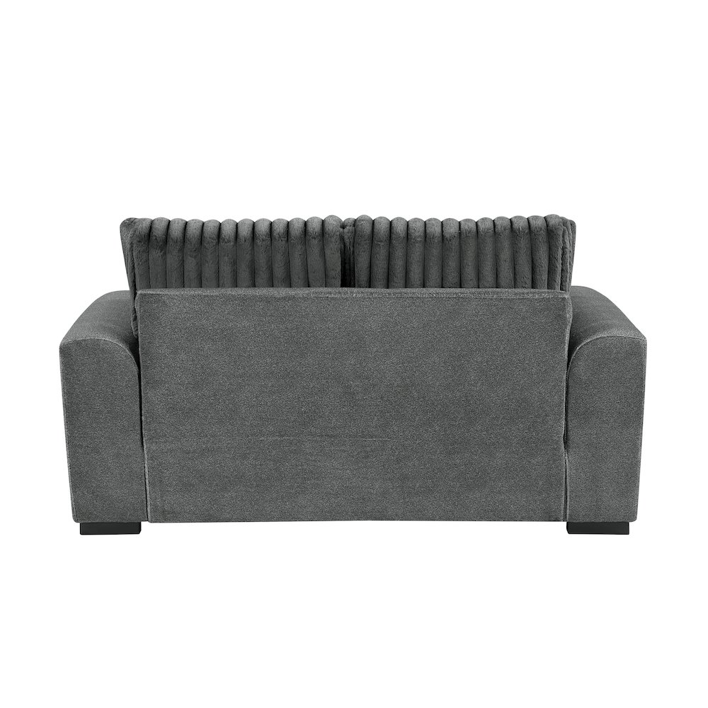 Athena Textured 2pc Set: Sofa, Loveseat in Dark Gray. Picture 5