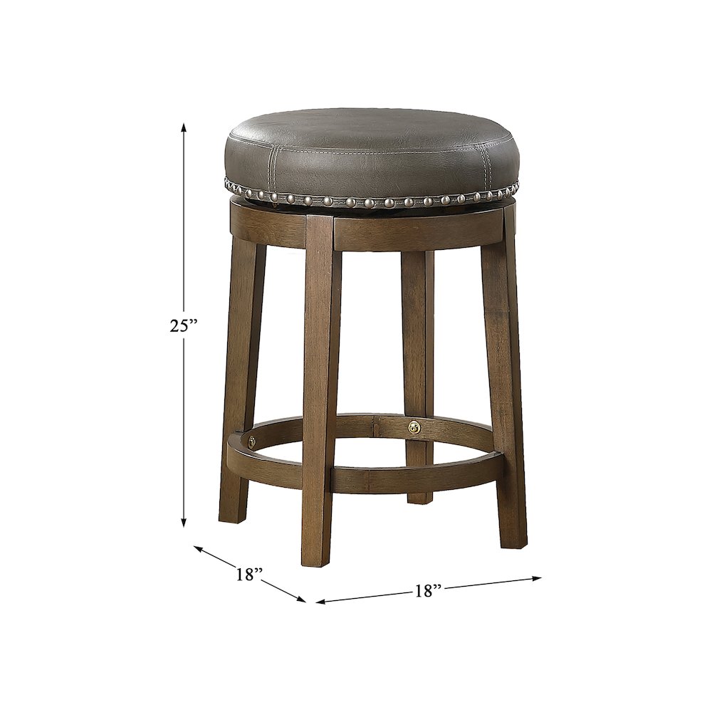 Westby Solid Wood 24" Round Swivel Stool, Set of 2 in Gray. Picture 4