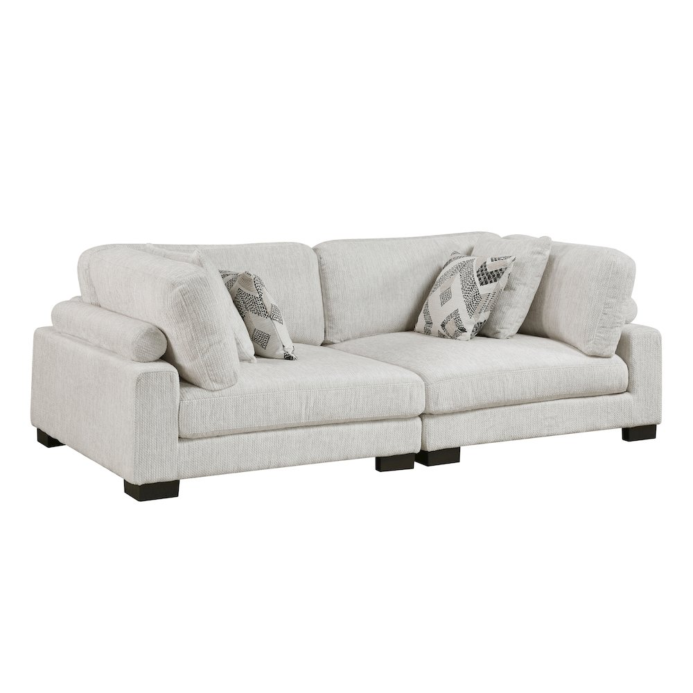 Corydon Microfiber Love Seat in Beige. Picture 1