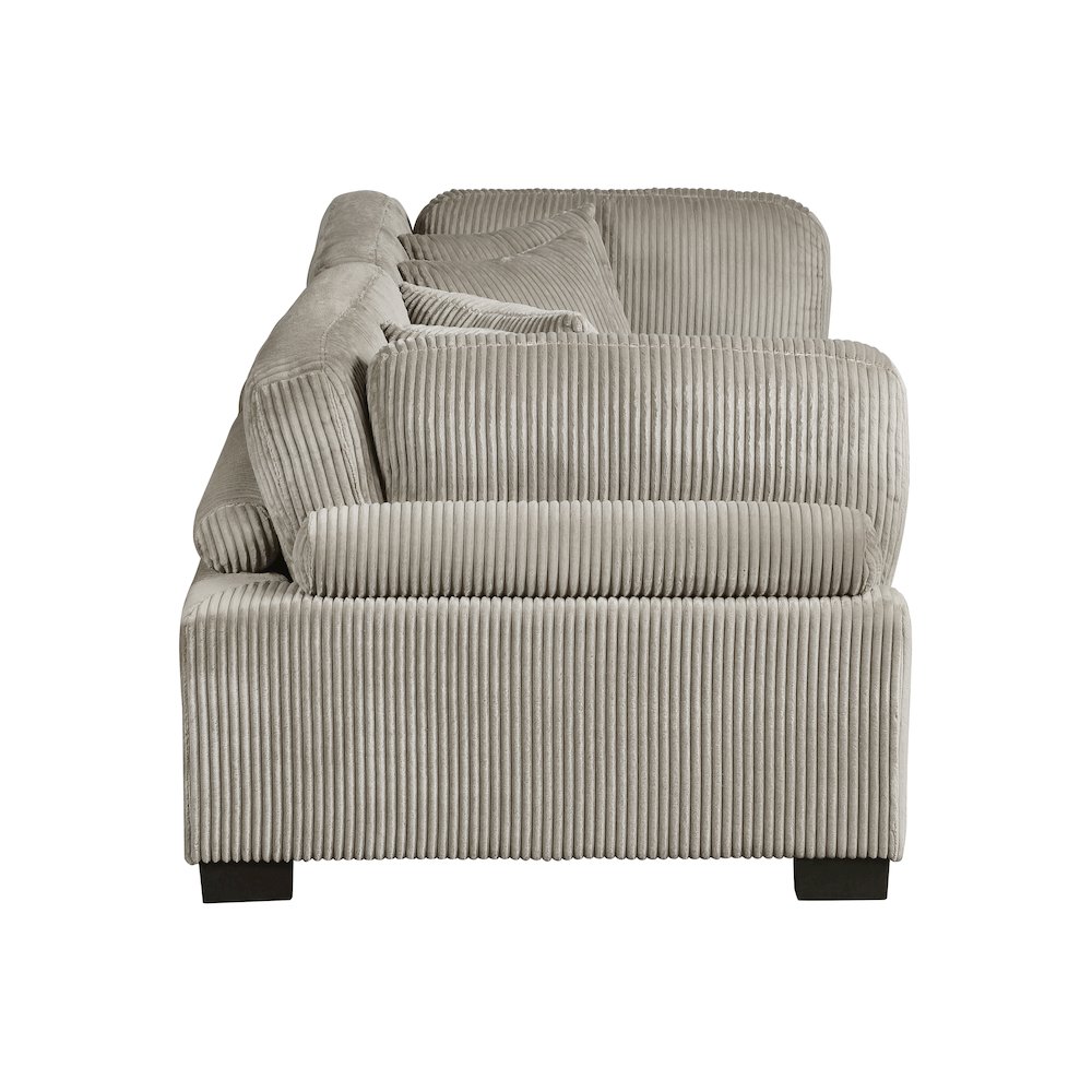 Traverse Corduroy Love Seat in Taupe. Picture 5