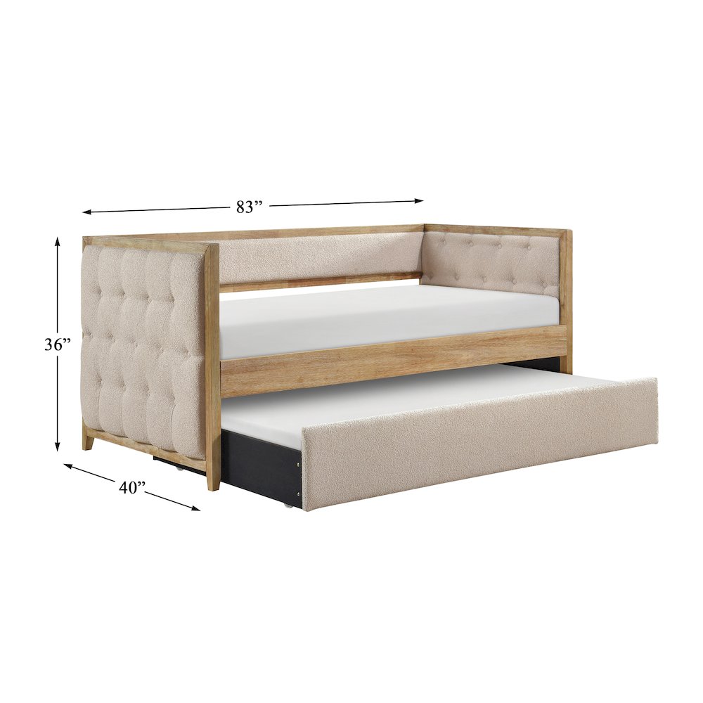 Roseburg Boucle Daybed with Trundle in Beige. Picture 7