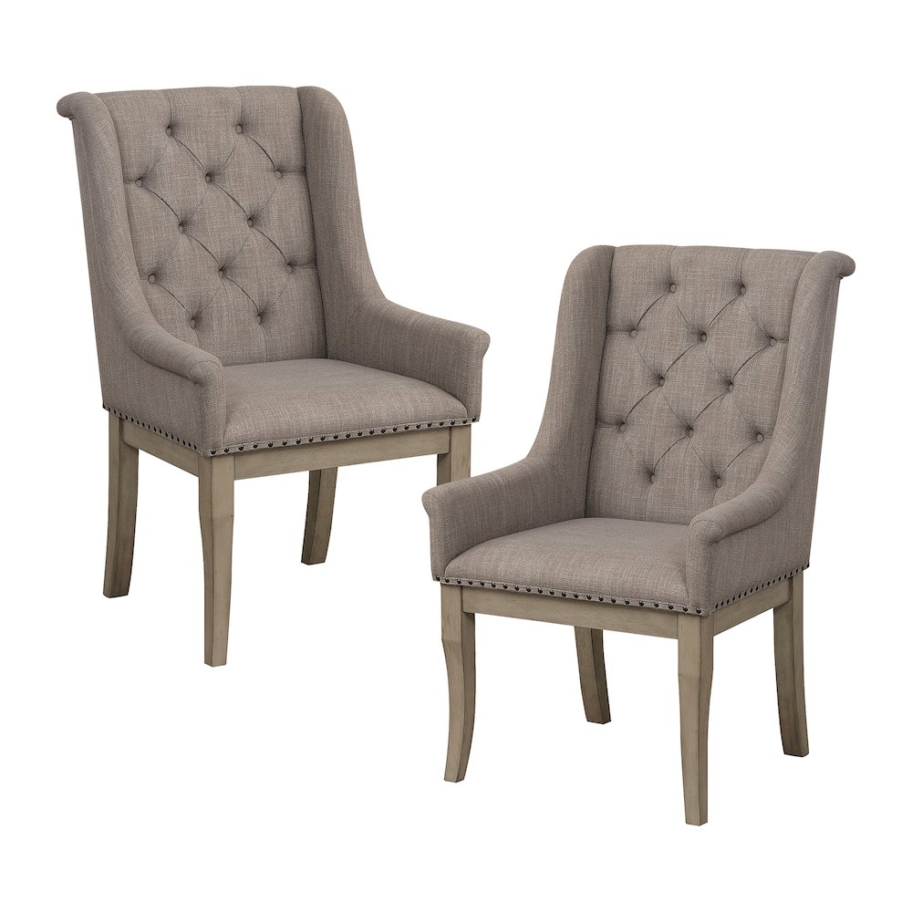 Vermillion Wood Dining Room Arm Chair, set of 2 in Cream. Picture 6