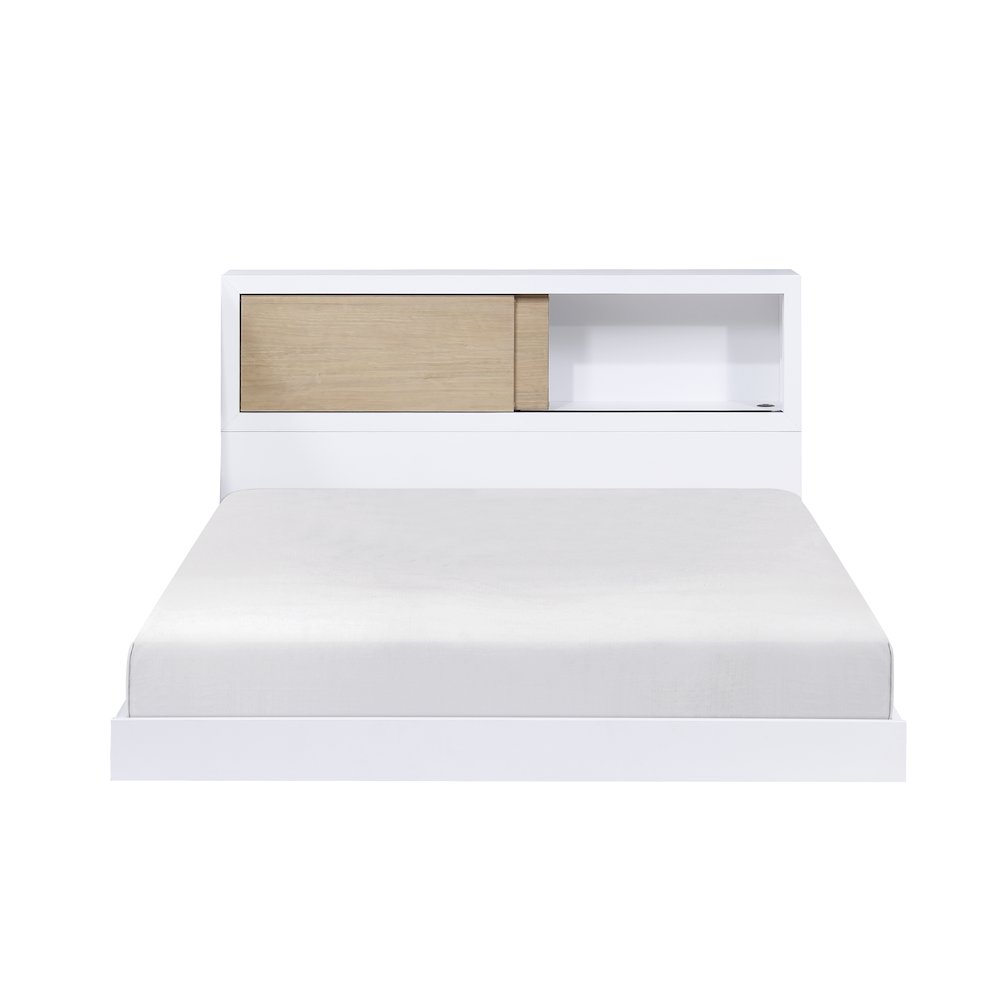 Asker Asian Hardwood Full Bookcase Bed in 2-Tone (White and Natural). Picture 7