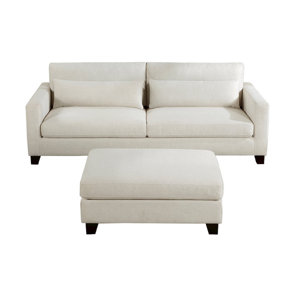 Zeke Textured 2pc Set: Sofa, Ottoman in Ivory. Picture 4