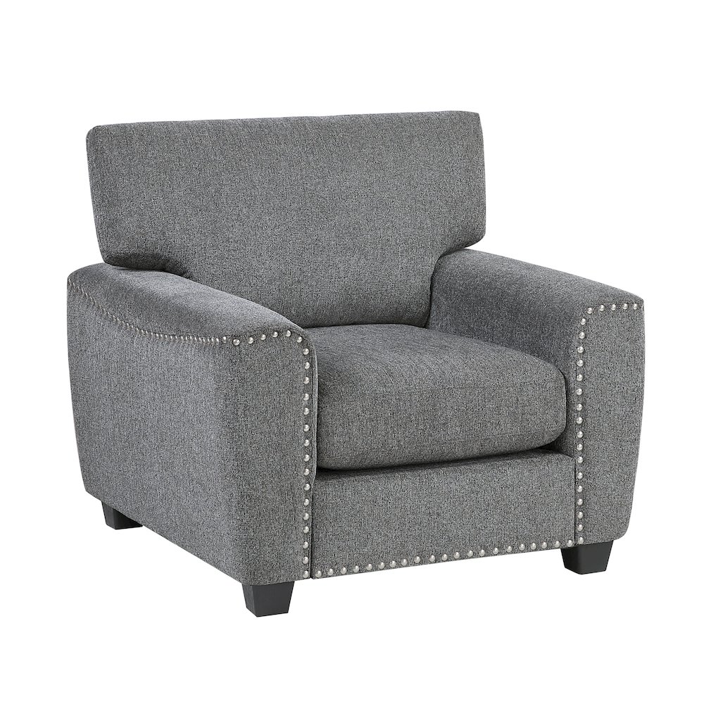 Isabel Chenille 3pc Set: Sofa, Loveseat, Chair in Dark Gray. Picture 2