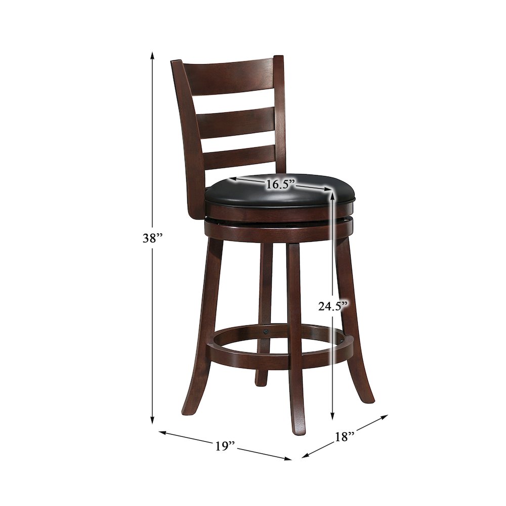 Edmond Solid Wood Swivel Counter Height Chair in Black. Picture 4