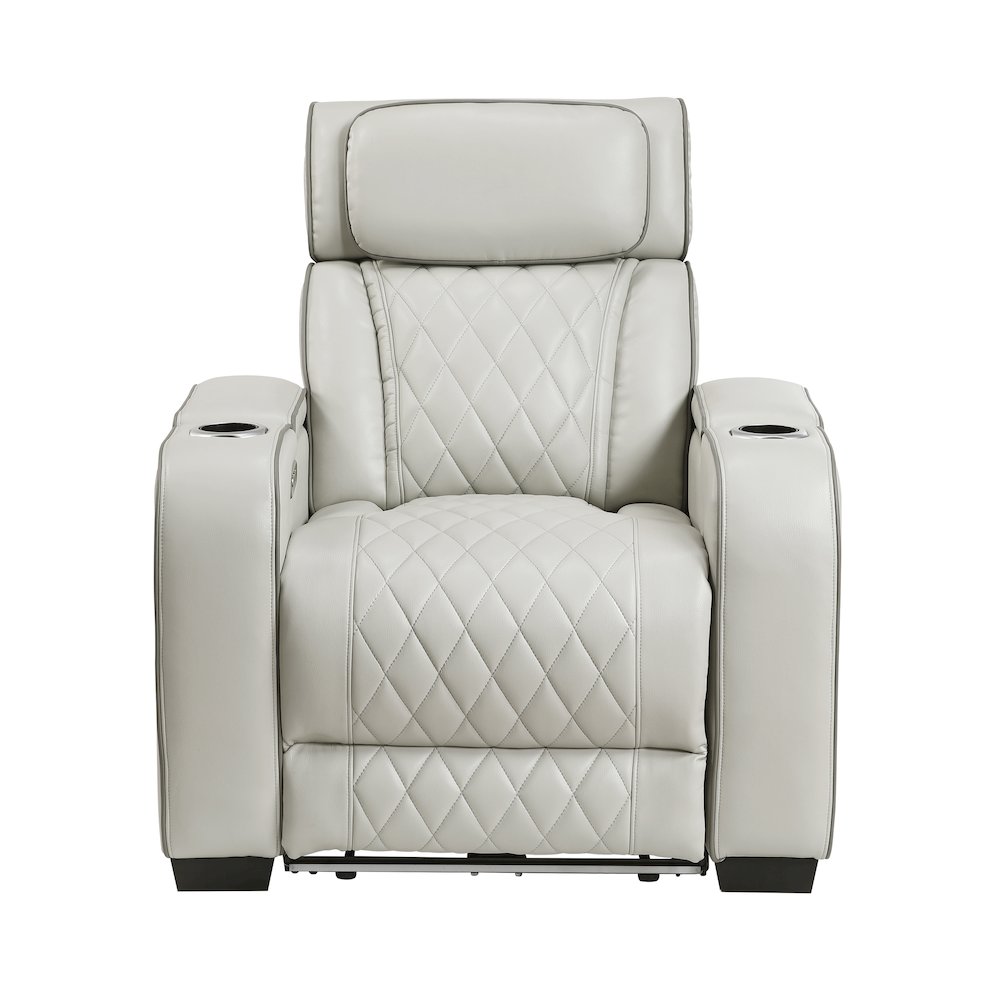 Fairway Faux Leather Power Reclining Chair with Power Headrest in Taupe. Picture 6