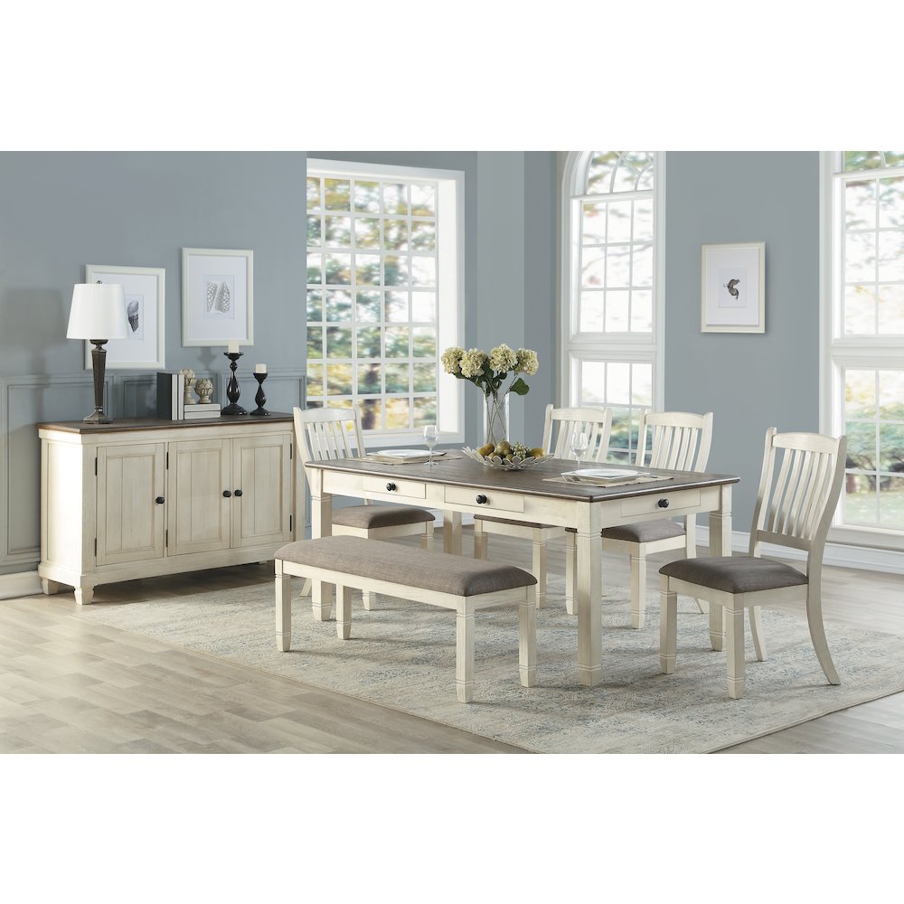 Granby Textured Dining Room Bench in Gray. Picture 2
