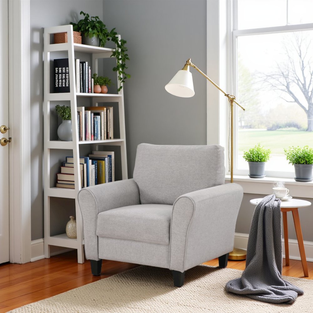 Sand Color Upholstered Arm Chair, Elegant Accent Chair for Living Room Spaces. Picture 3