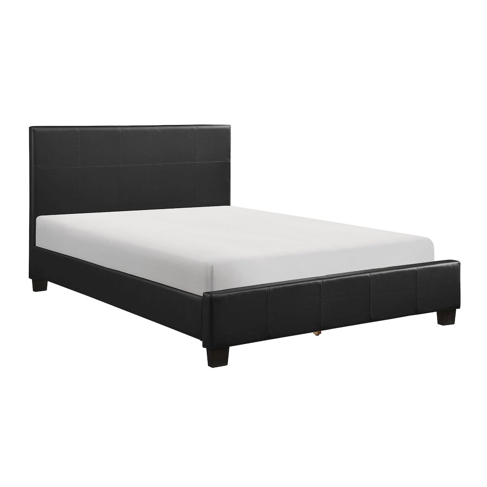 Lorenzi Faux Leather Queen Bed in Black. Picture 1