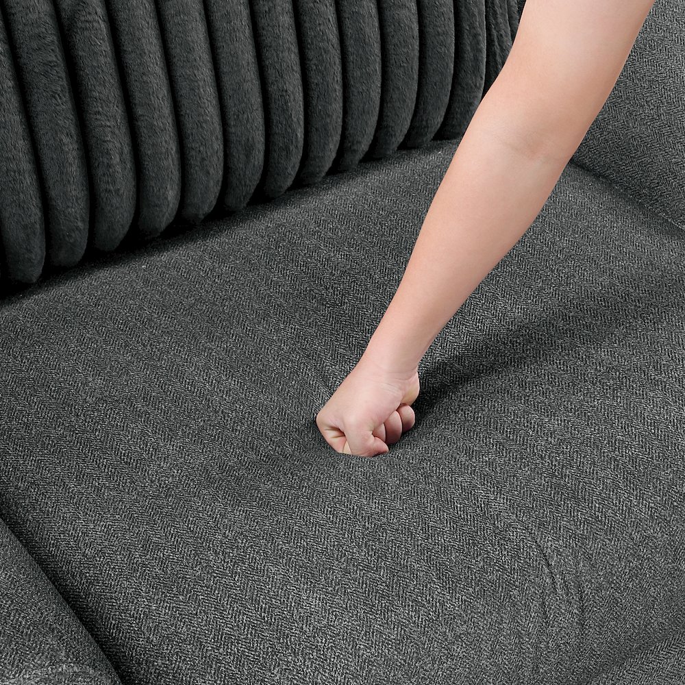 Athena Textured 2pc Set: Sofa, Loveseat in Dark Gray. Picture 13