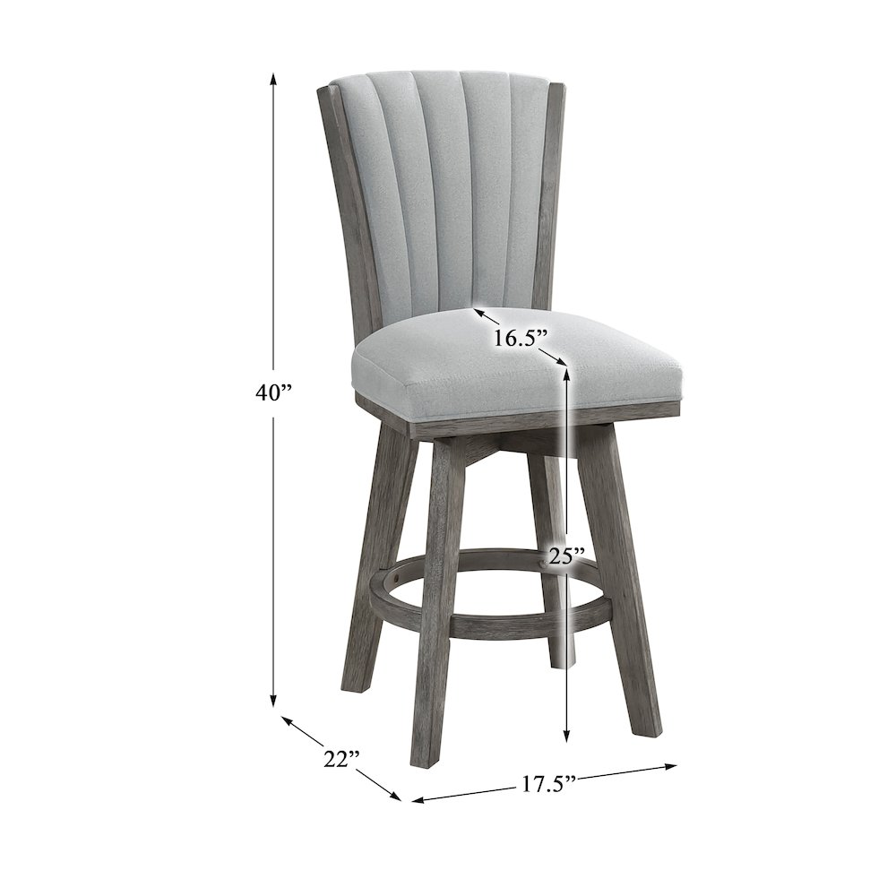 Corvallis Velvet Counter Height Swivel Stool, set of 2 in Gray. Picture 4