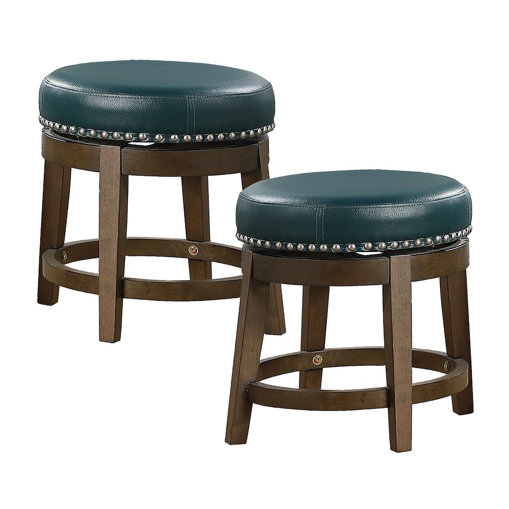 Westby Solid Wood 18" Round Swivel Stool, Set of 2 in Green. Picture 3