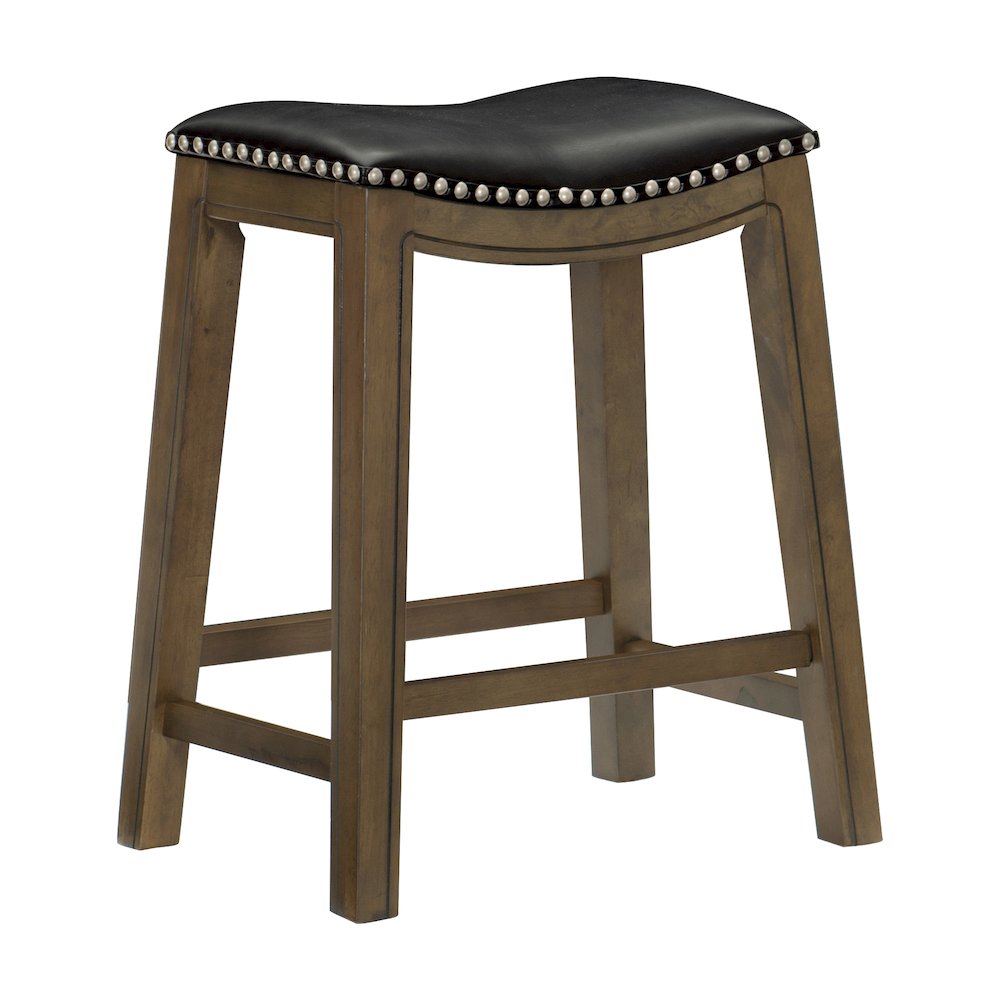 Ordway Solid Wood 24" Height Saddle Stool in Black. Picture 1