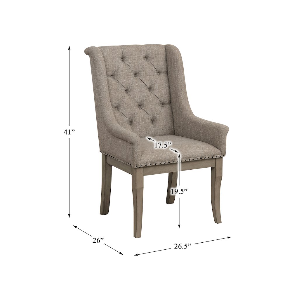 Vermillion Wood Dining Room Arm Chair, set of 2 in Cream. Picture 4