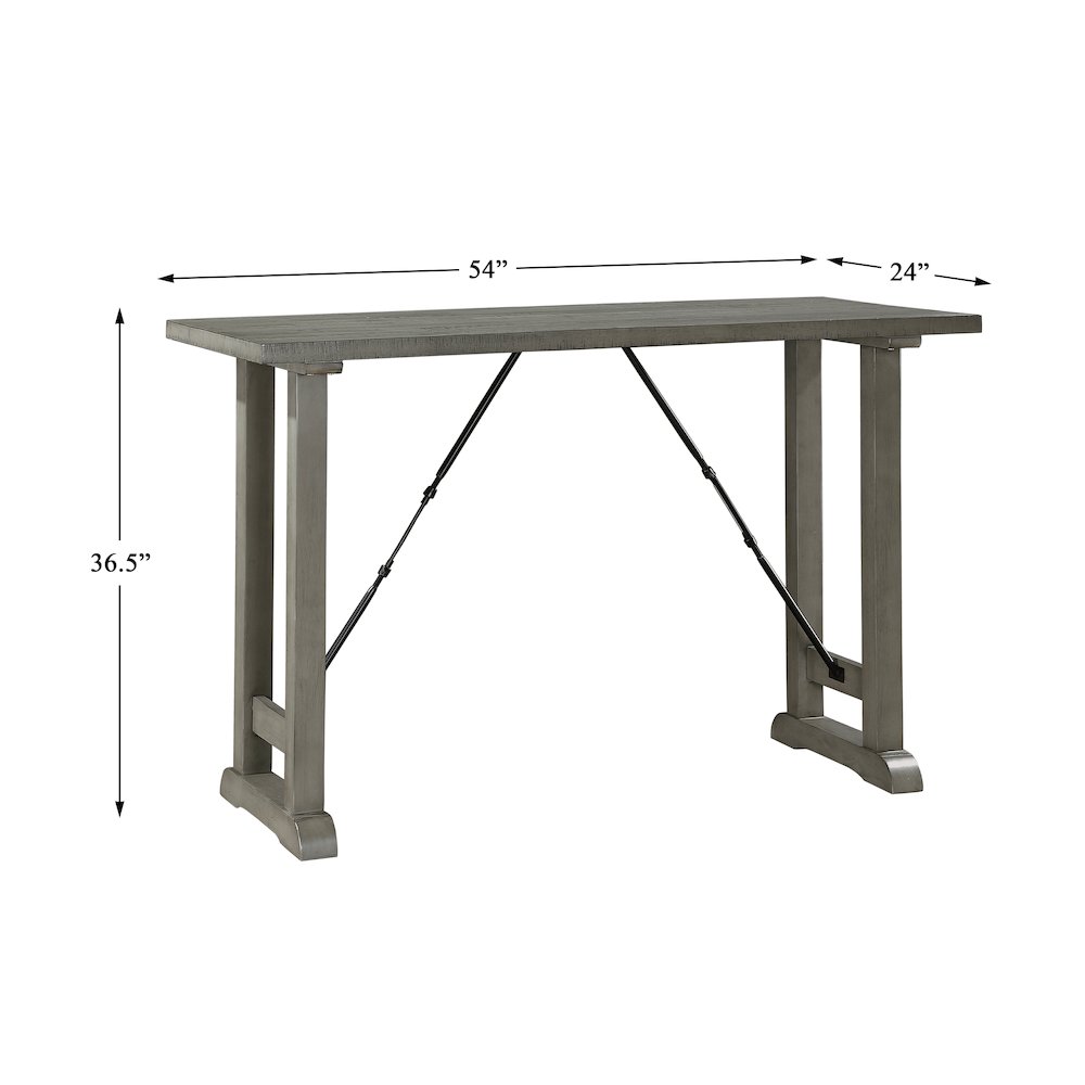 Auburndale Asian Hardwood Counter Height Dining Table in Light Gray. Picture 6