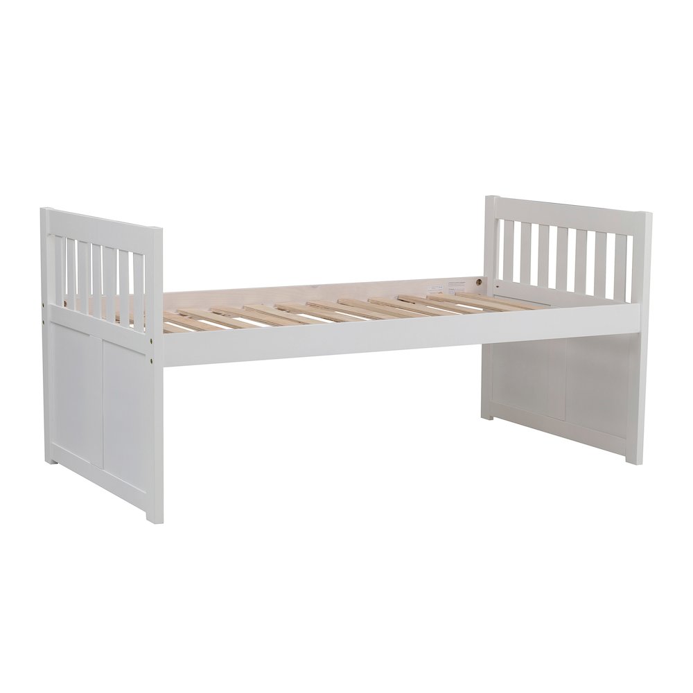 Galen Pine Twin Over Twin Trundle Bed with Two Storage Drawers in White. Picture 3