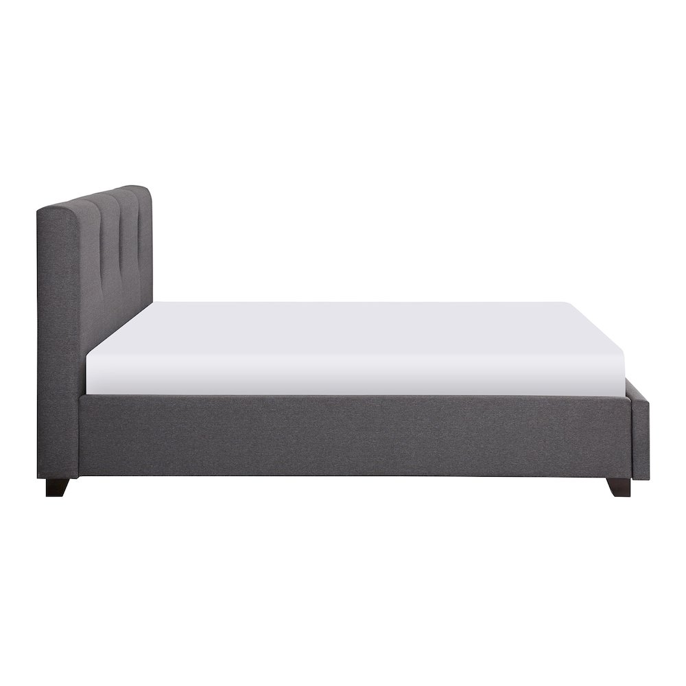 Aitana Textured Queen Platform Bed with Storage Drawer in Graphite. Picture 5