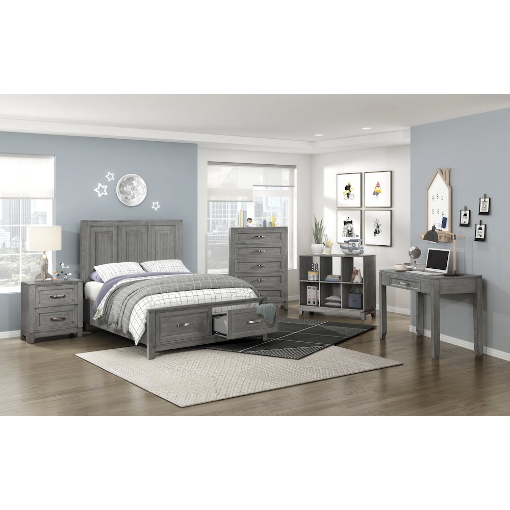 Garretson Acacia Full Platform Bed with Footboard Storage in Gray. Picture 4