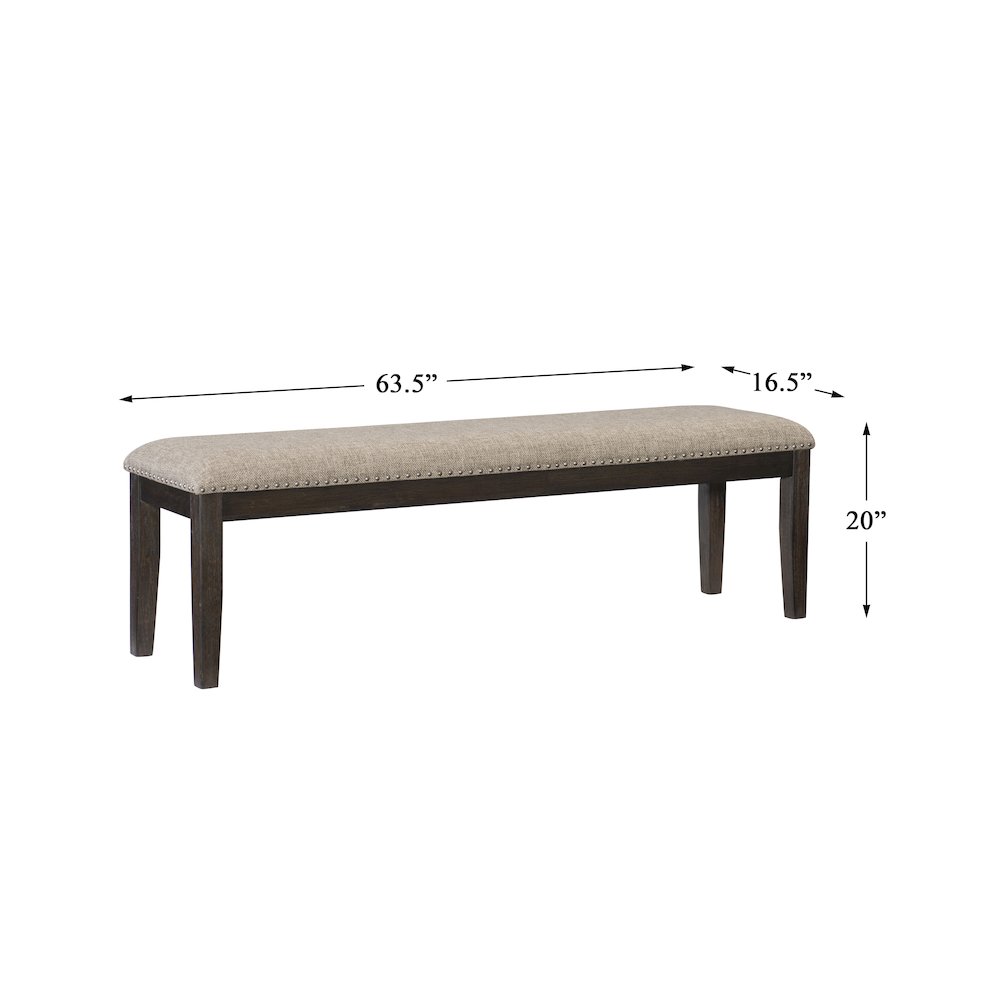 Southlake Textured Dining Room Bench in Brown. Picture 4