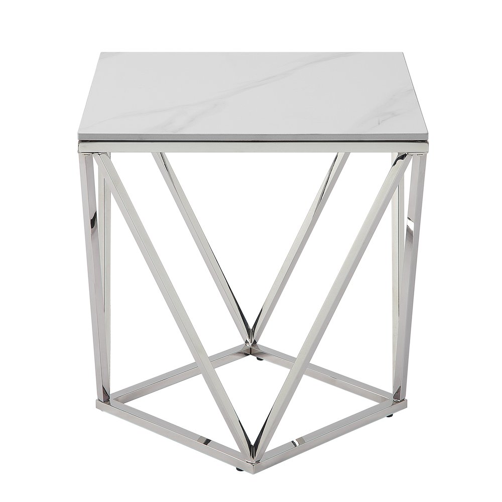 Alfeo Stainless Steel End Table in Silver. Picture 4