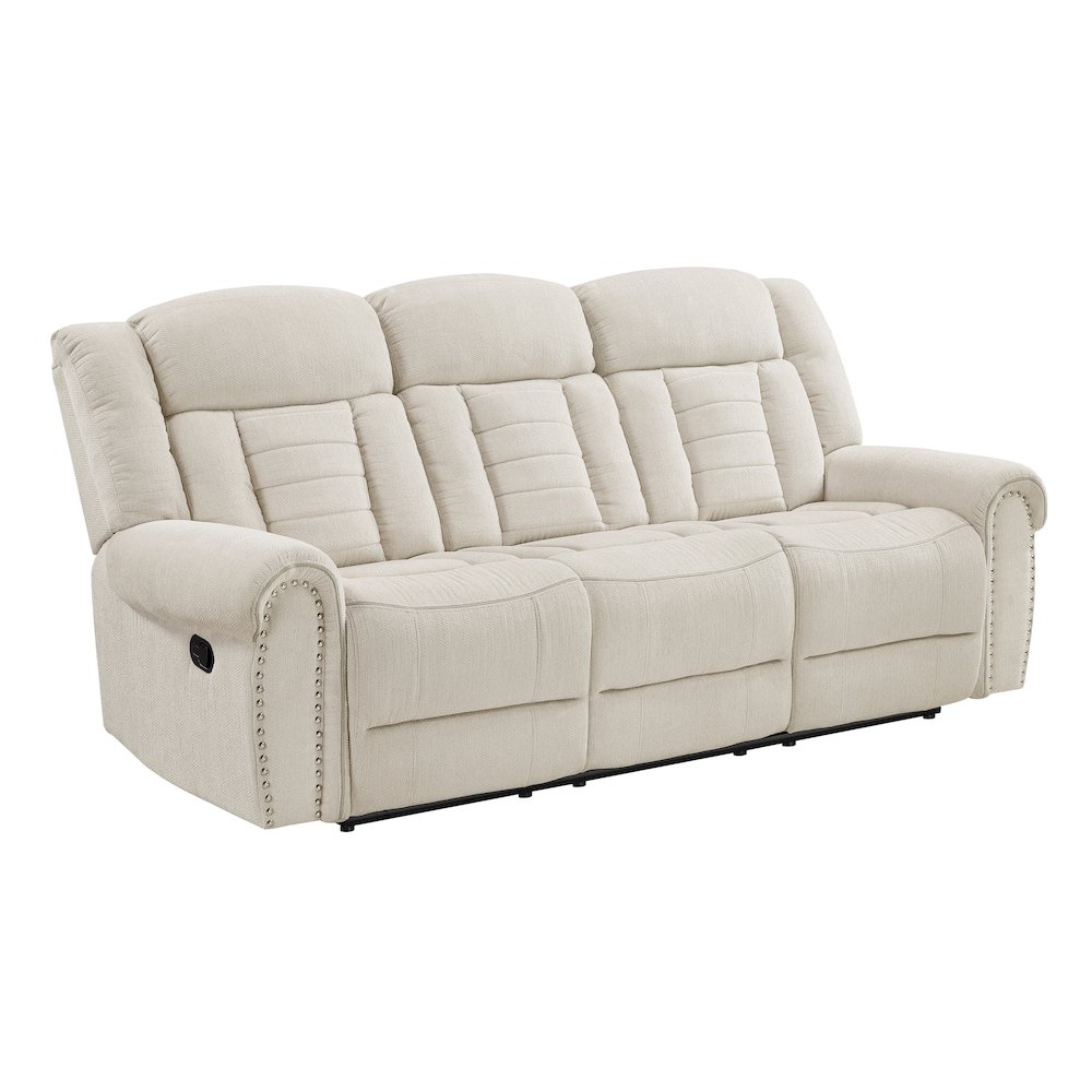 Nutmeg Chenille Double Reclining Sofa in Beige. Picture 1