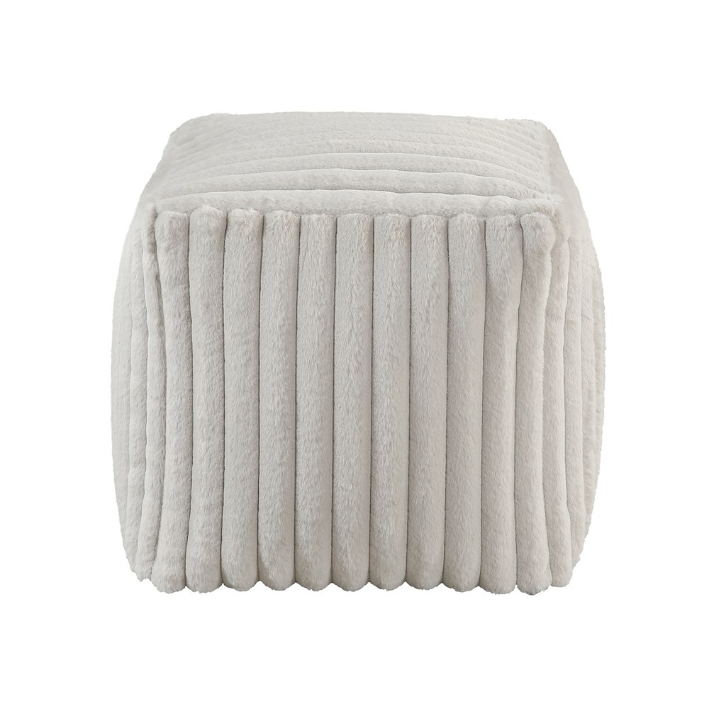 Simpsonville  Corduroy Pouf In Off White. Picture 3