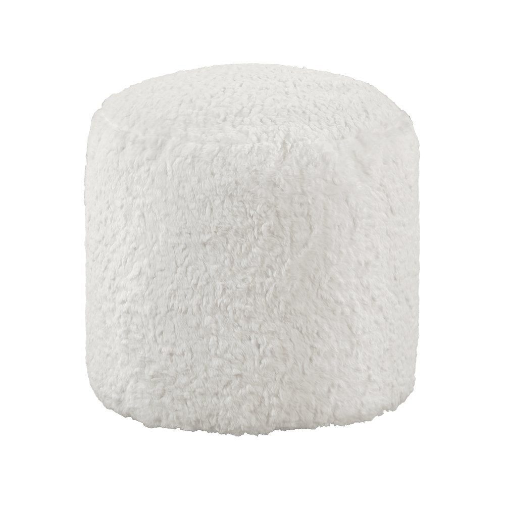 Nice  Fur Pouf In Off White. Picture 1