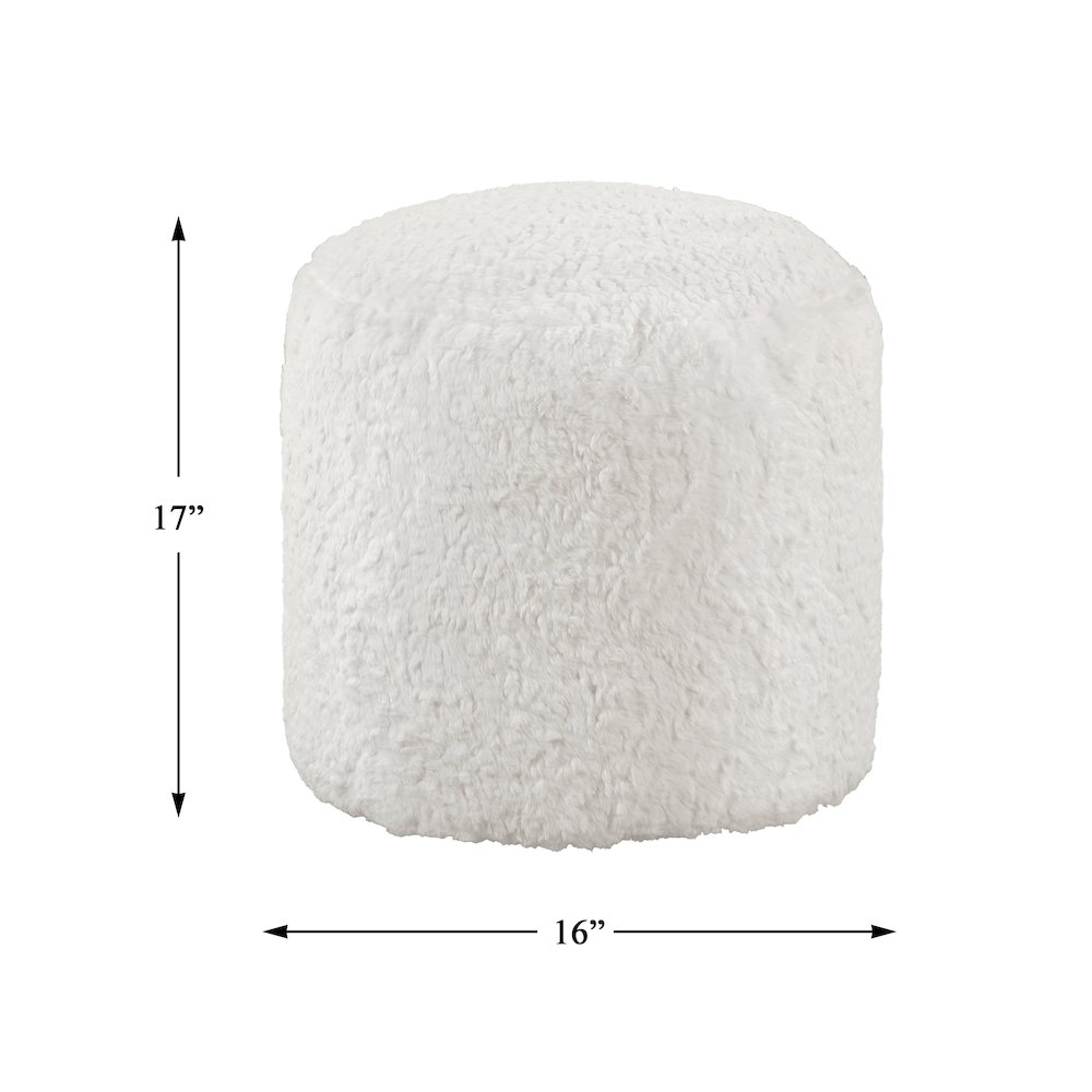 Nice  Fur Pouf In Off White. Picture 4