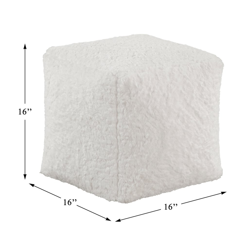 Celina  Fur Pouf In Off White. Picture 2