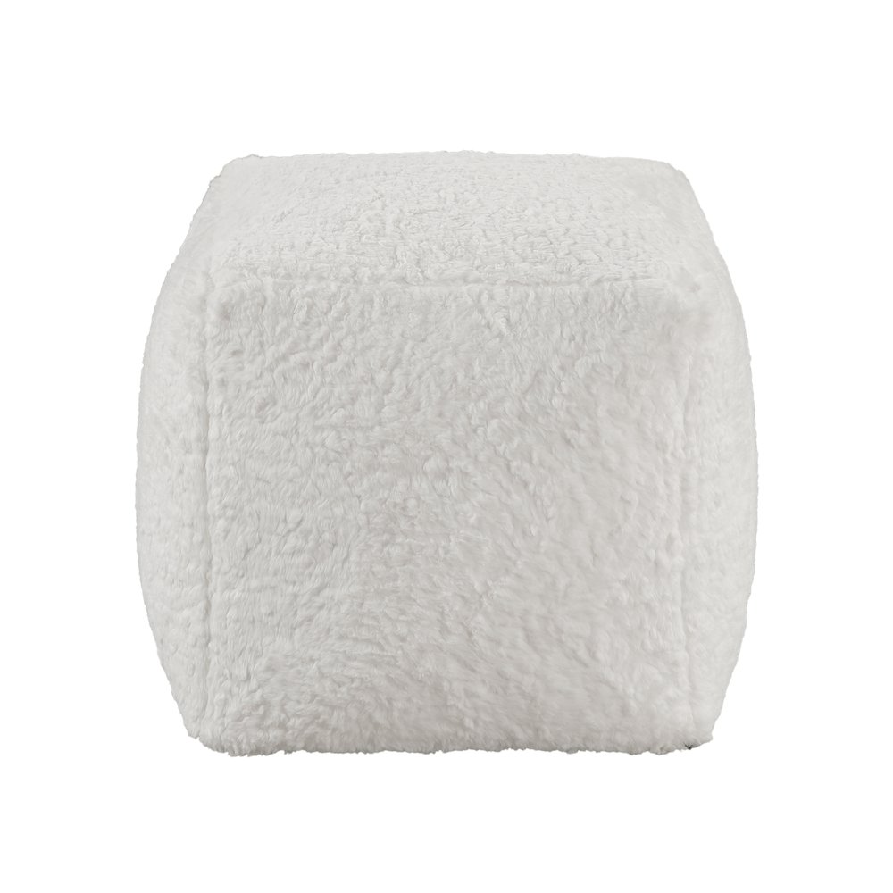 Celina  Fur Pouf In Off White. Picture 3