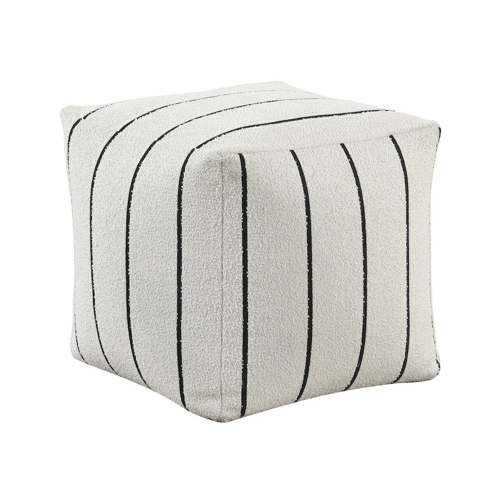 Pewter  Jacquard Pouf In Multi Color. Picture 1