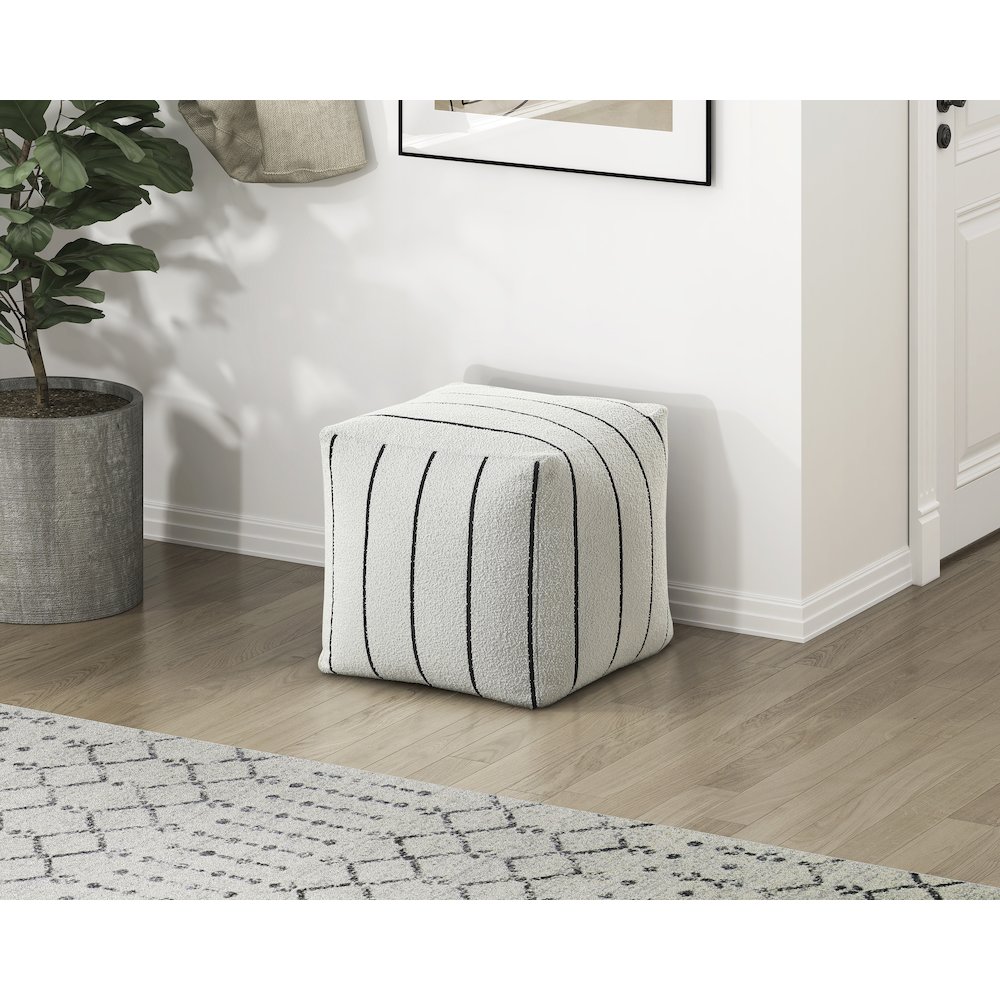 Pewter  Jacquard Pouf In Multi Color. Picture 2