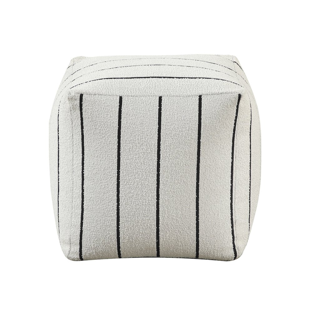 Pewter  Jacquard Pouf In Multi Color. Picture 3