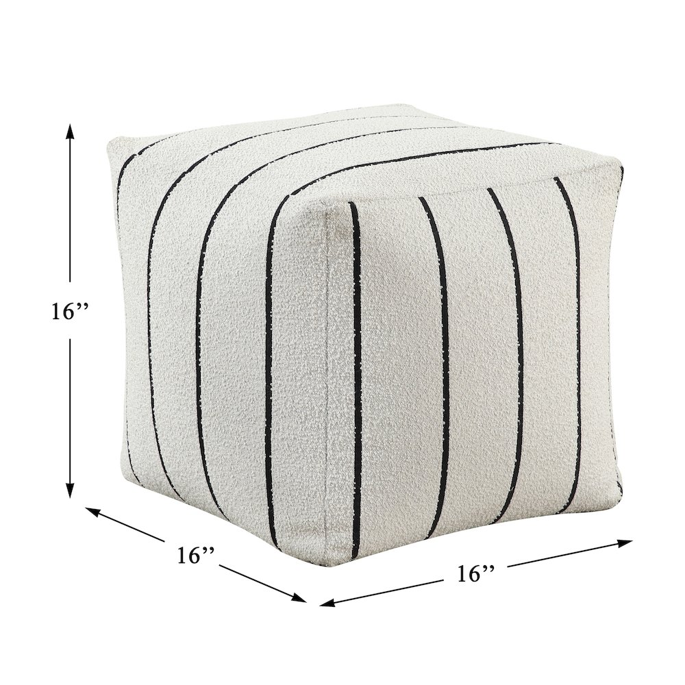Pewter  Jacquard Pouf In Multi Color. Picture 5
