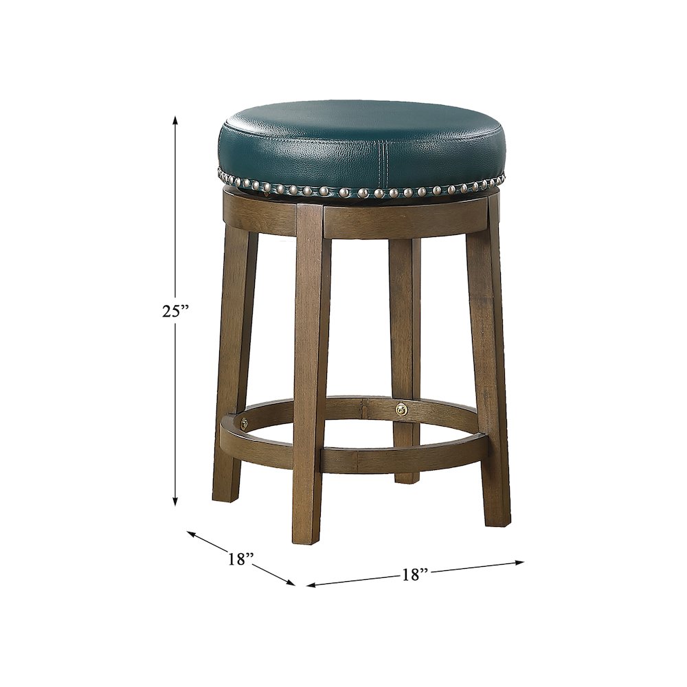 Westby Solid Wood 24" Round Swivel Stool, Set of 2 in Green. Picture 4