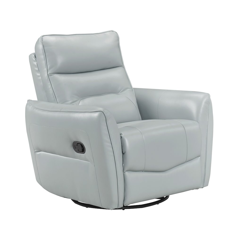 Thomas Leather Swivel Glider Reclining Chair in Aqua. Picture 1