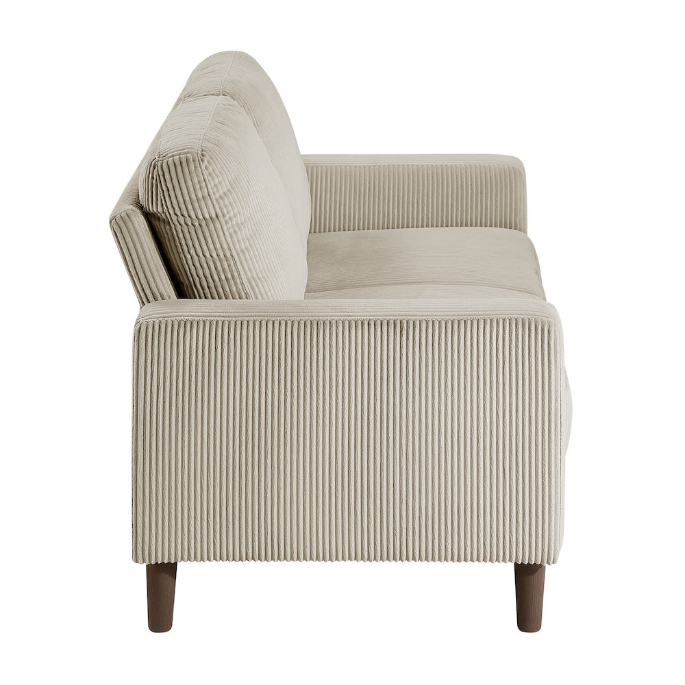 Crandall Corduroy Love Seat in Taupe. Picture 7