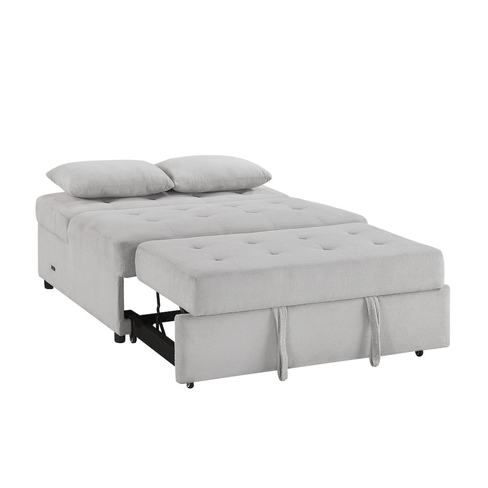 Desmond Textured Convertible Armless 2-Seater with Pull-out Bed in Gray. Picture 11