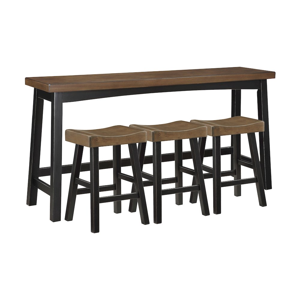 Caspian Solid Wood Counter Height Set (set of 4) in Black and Brown. Picture 1