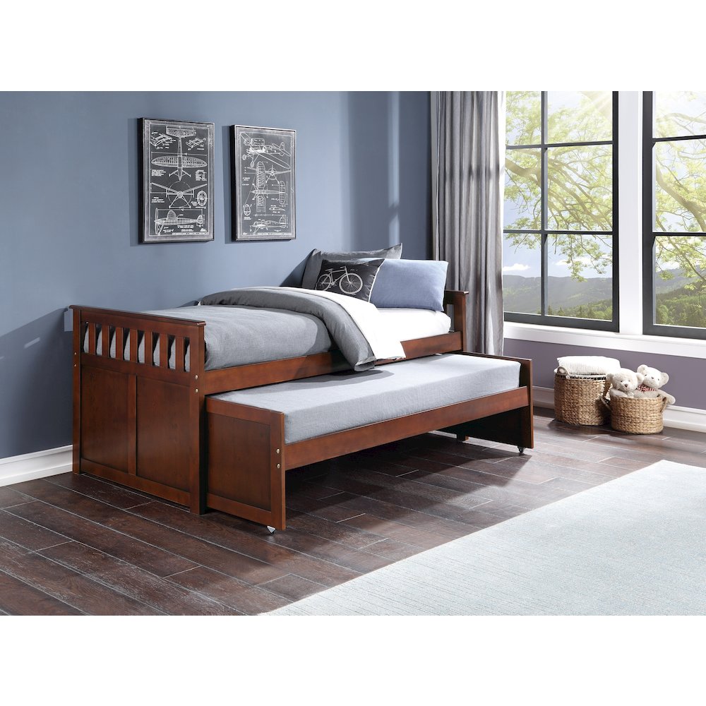 Rowe Pine Twin/Twin Bed in Dark Cherry. Picture 2