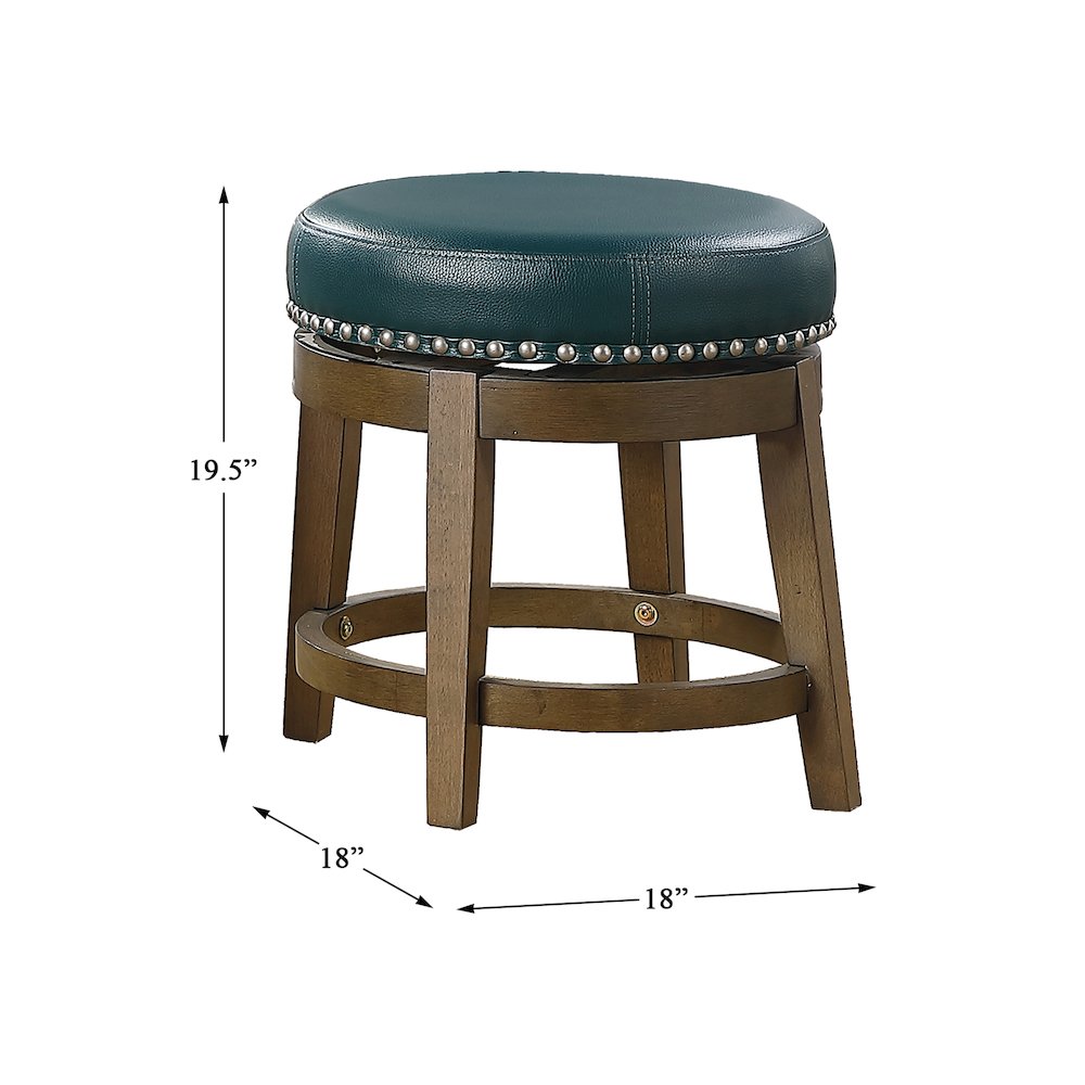Westby Solid Wood 18" Round Swivel Stool, Set of 2 in Green. Picture 4