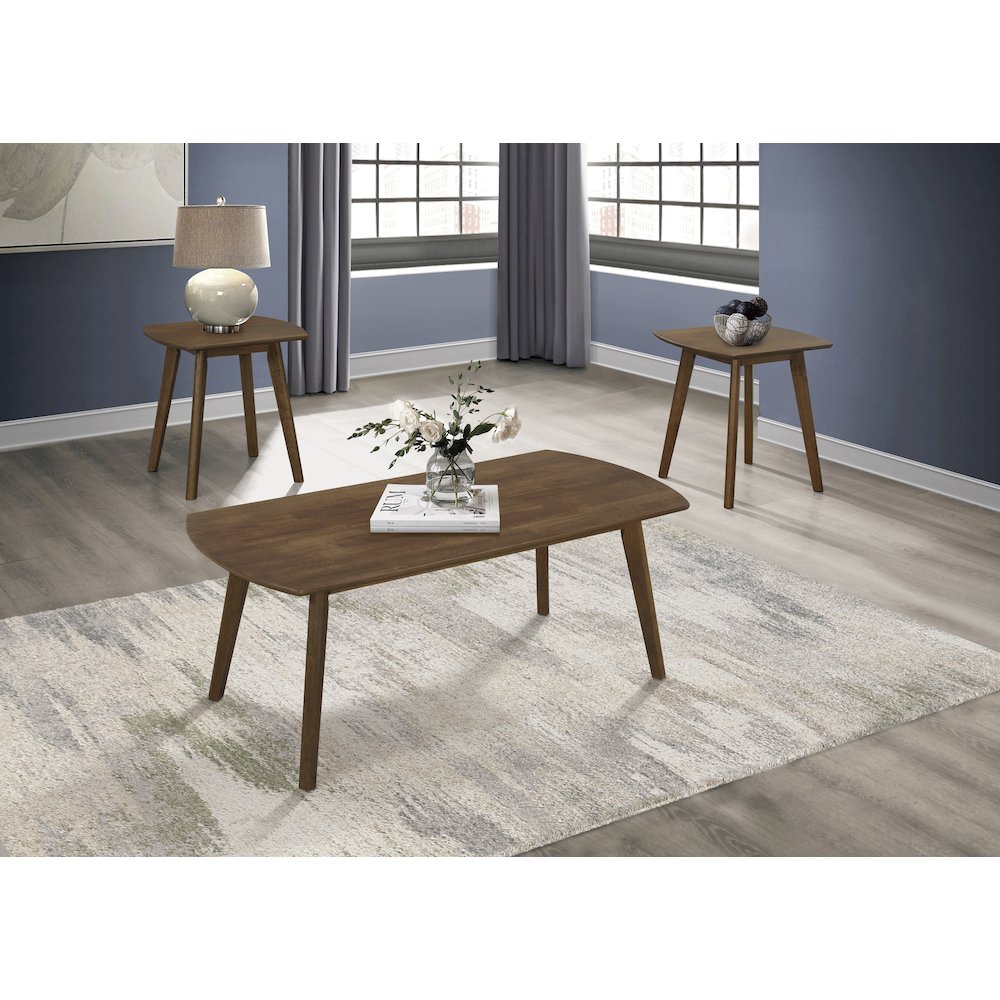 Damala Rubberwood 3-Piece Occasional Tables in Walnut. Picture 4
