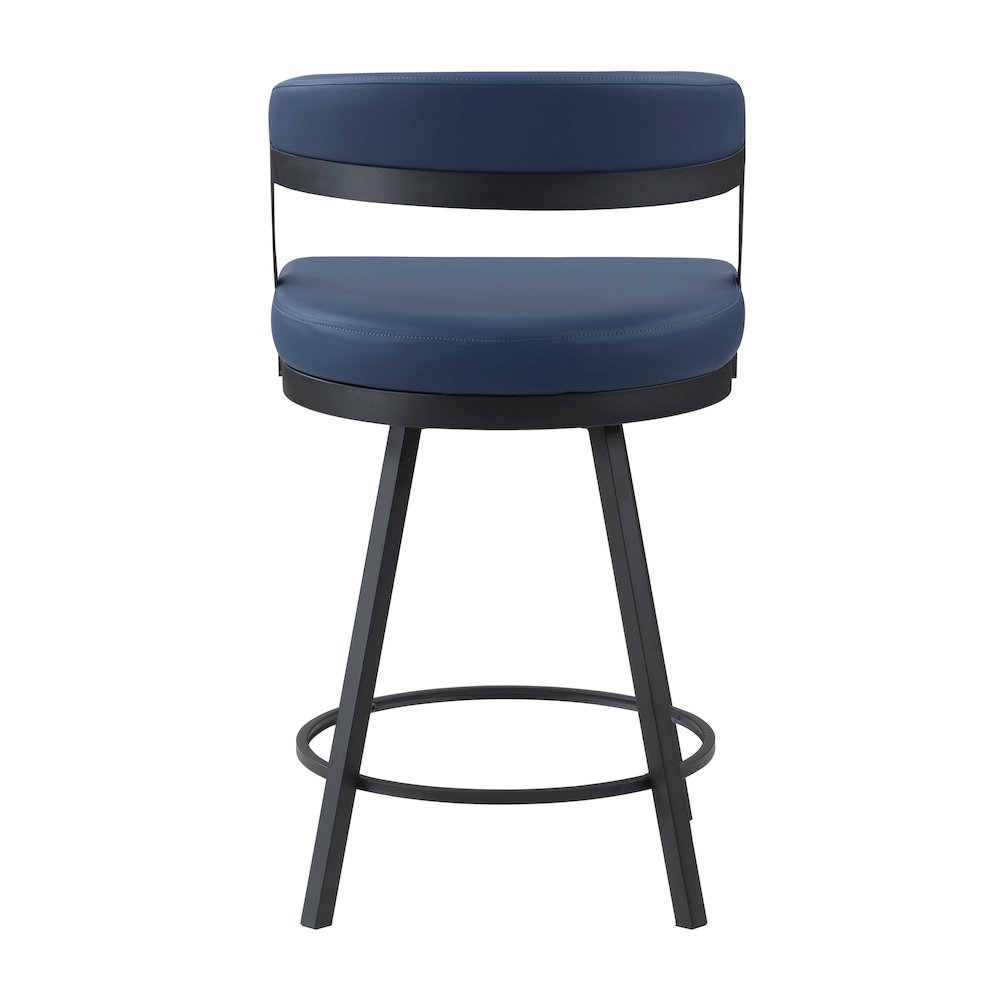 Crowley Faux leather Swivel Counter Height Chair in Blue. Picture 3
