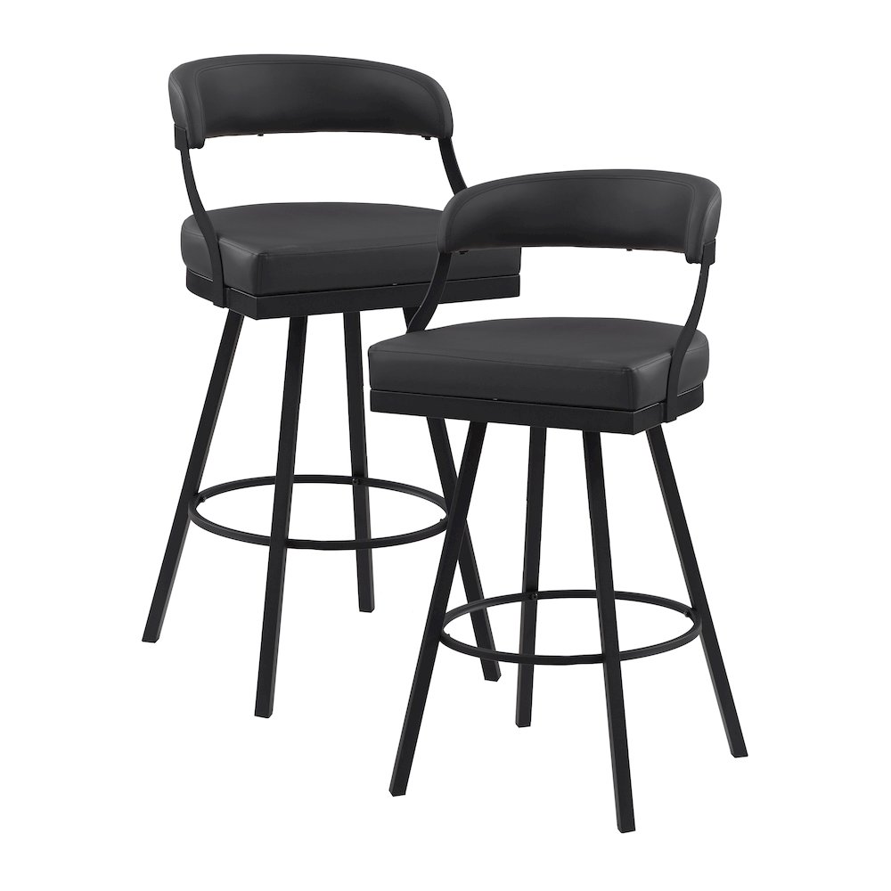 Crowley Faux leather Swivel Pub Height Chair in Black. Picture 1