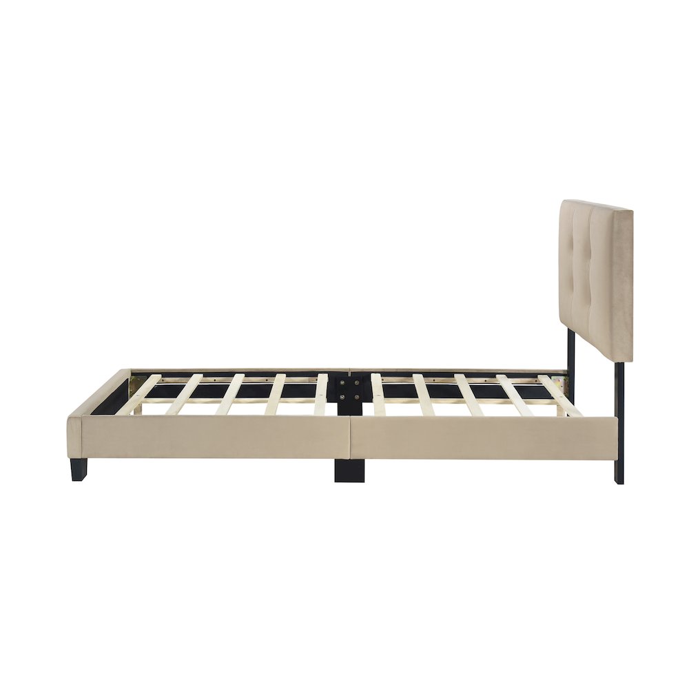 Newberry Velvet Twin Platform Bed in Light Brown. Picture 8