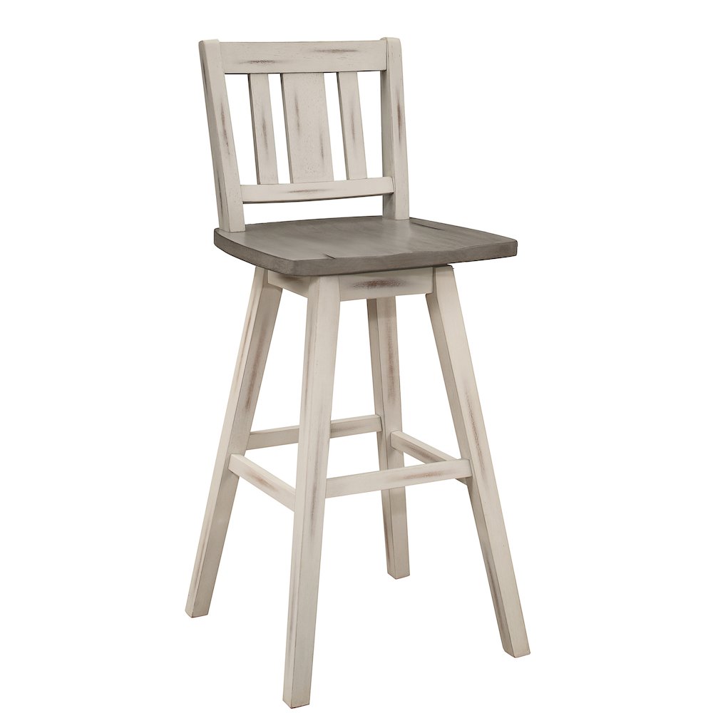 Amsonia Solid Wood Swivel Pub Height Chair, set of 2 in Gray and White. Picture 1