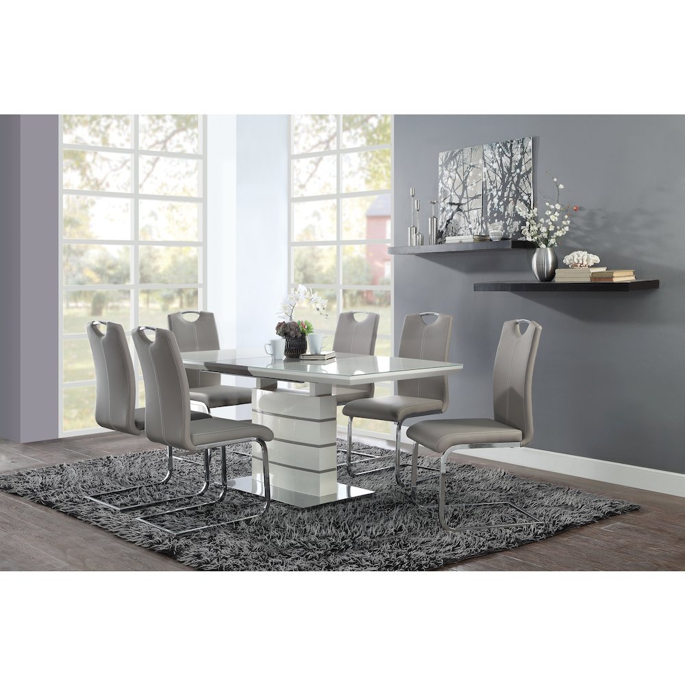 Glissand Metal Dining Room Side Chair, set of 2 in Gray. Picture 2