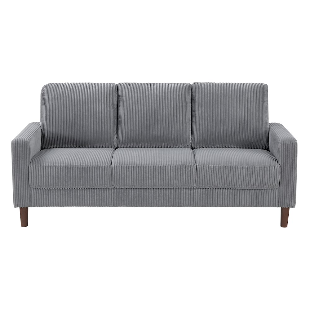 Crandall Corduroy 3pc Set: Sofa, Loveseat, Chair in Gray. Picture 13