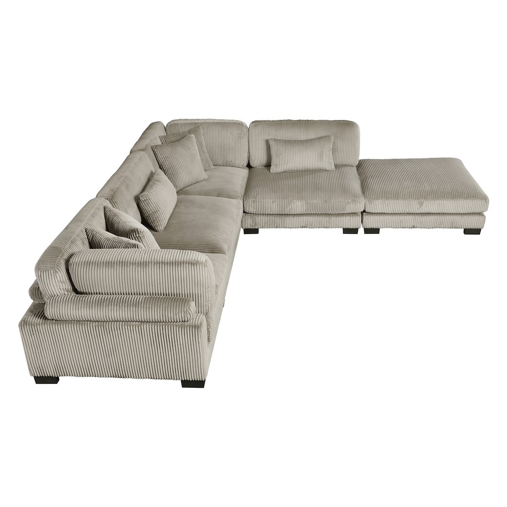 Traverse Corduroy 5-Piece Modular Sectional with Ottoman in Taupe. Picture 11